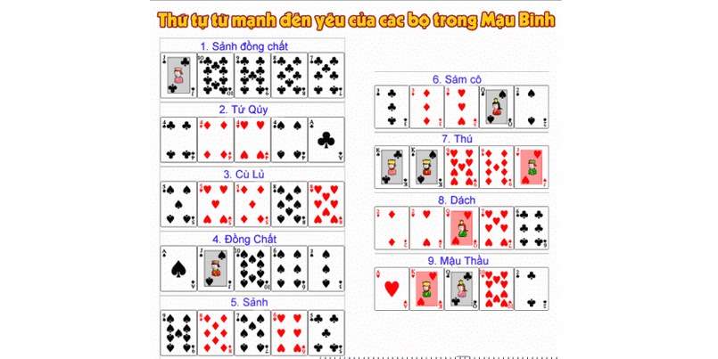 Mậu Binh sử dụng khá nhiều thuật ngữ riêng mà mỗi người chơi đều phải nắm rõ